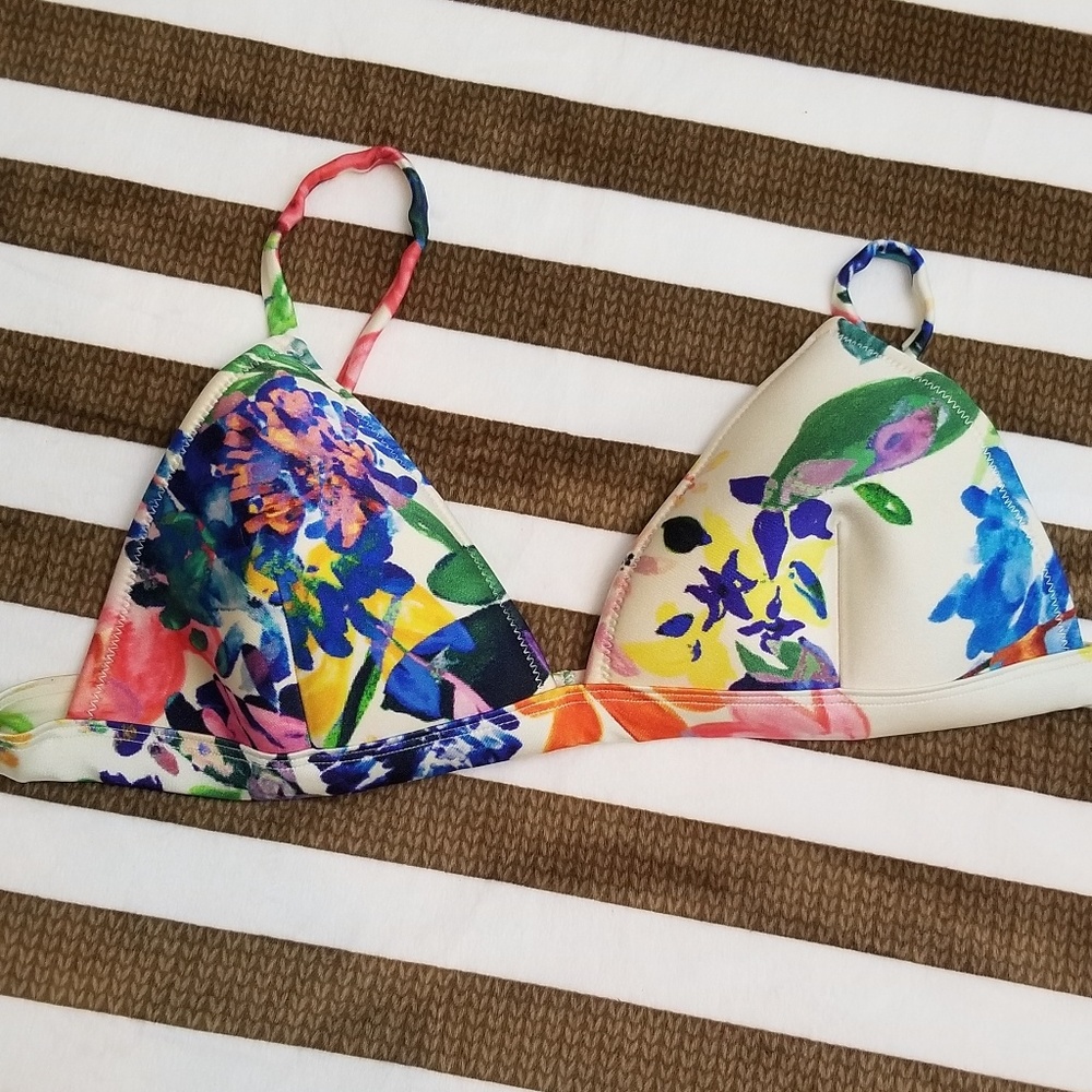 XL cream floral Triangl bikini top, NWT